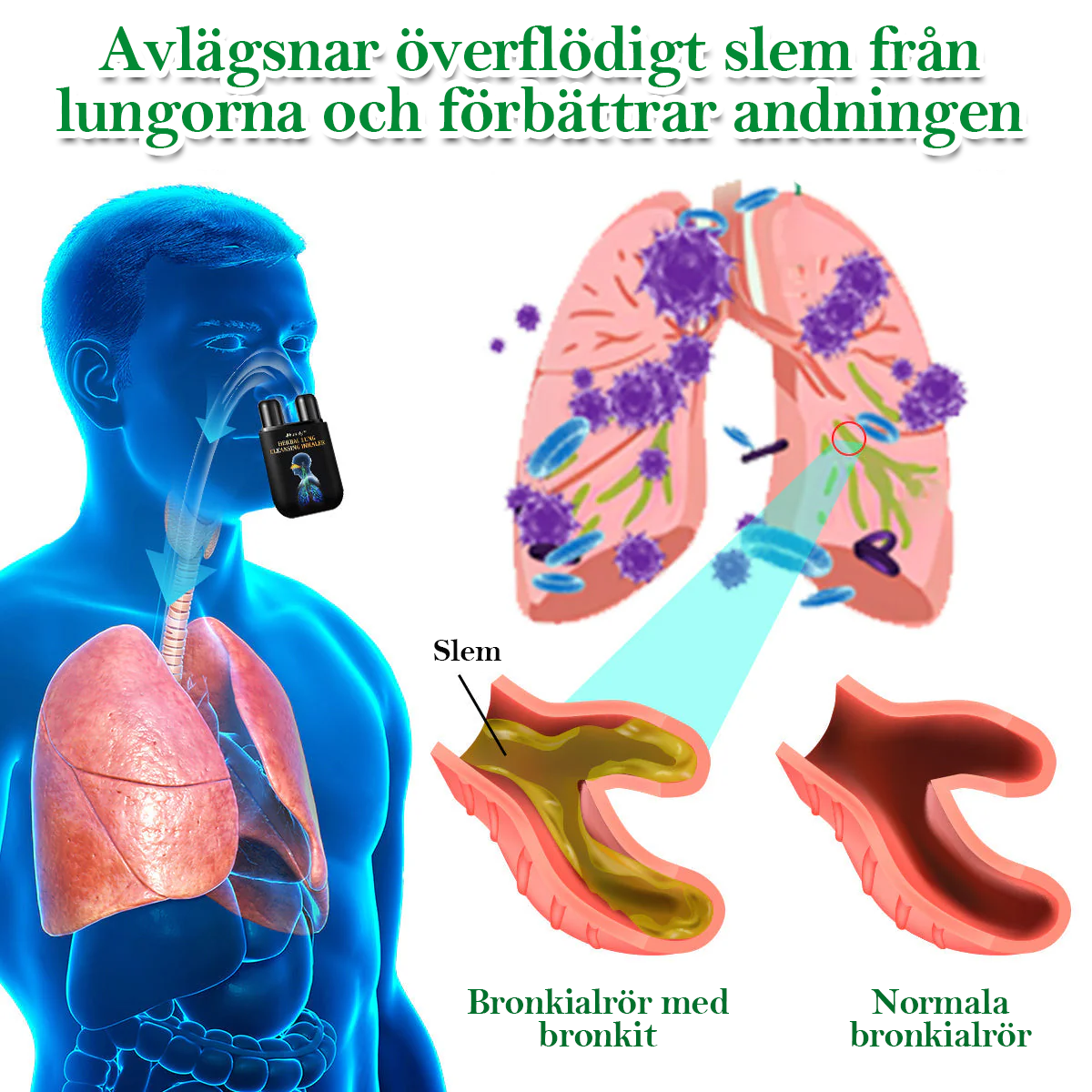 🫁🍃Officiell butik: FATONG® Örter Lungor Rengöring Inhalator (🍃💝 Hosta, väsande andning, andnöd, slem, täppt näsa, bronkit, bronkit, allergisymtom, lungbesvär💝)