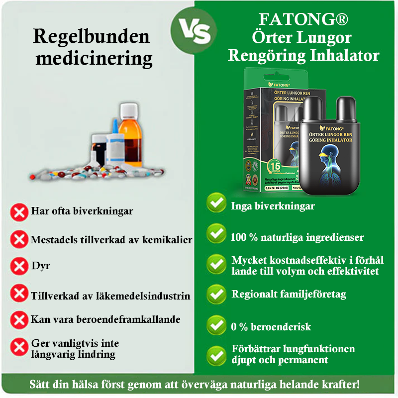 🫁🍃Officiell butik: FATONG® Örter Lungor Rengöring Inhalator (🍃💝 Hosta, väsande andning, andnöd, slem, täppt näsa, bronkit, bronkit, allergisymtom, lungbesvär💝)