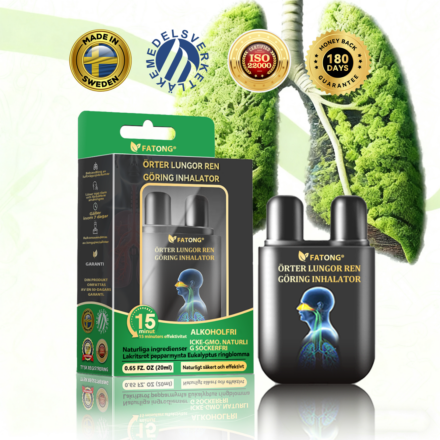 🫁🍃Officiell butik: FATONG® Örter Lungor Rengöring Inhalator (🍃💝 Hosta, väsande andning, andnöd, slem, täppt näsa, bronkit, bronkit, allergisymtom, lungbesvär💝)